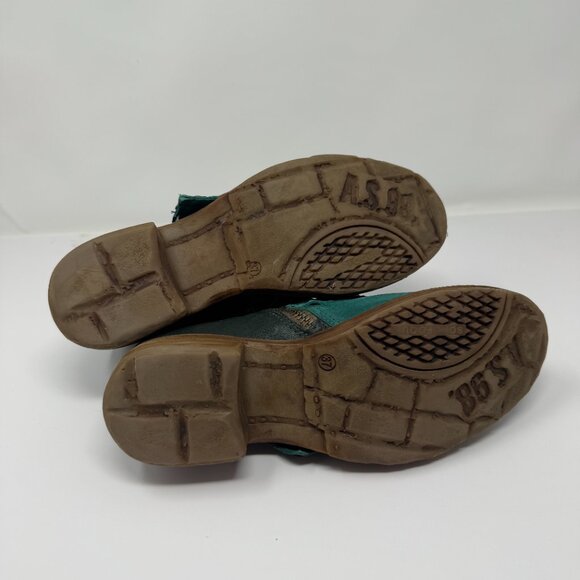 A.S. 98 Green Leather Studded Ankle Boots EU 37 - Picture 7 of 8